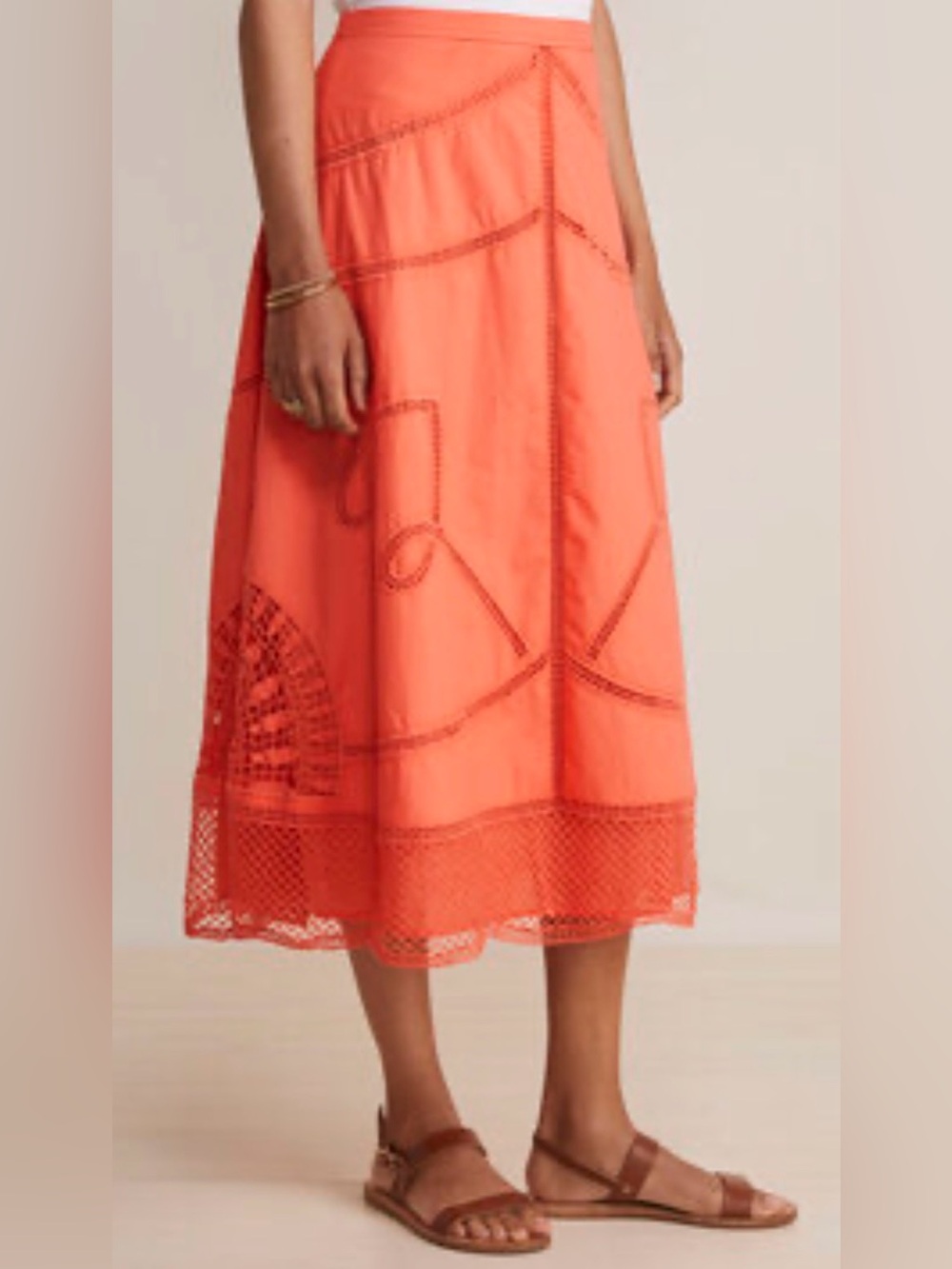 Vineyard Vines Coral Red Lace-Trim skirt